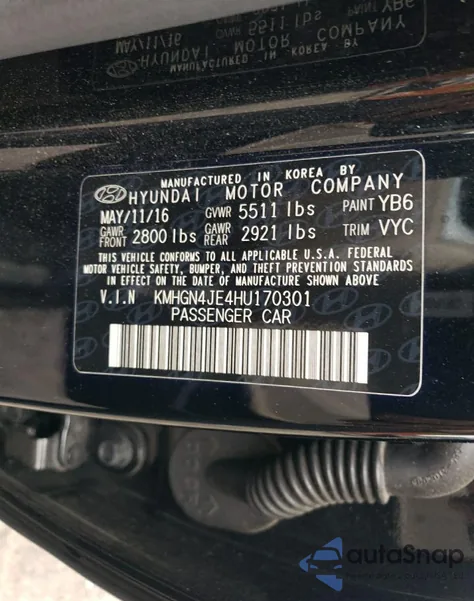 2017 Genesis G80 Base from USA, damaged, VIN KMHGN4JE4HU170301